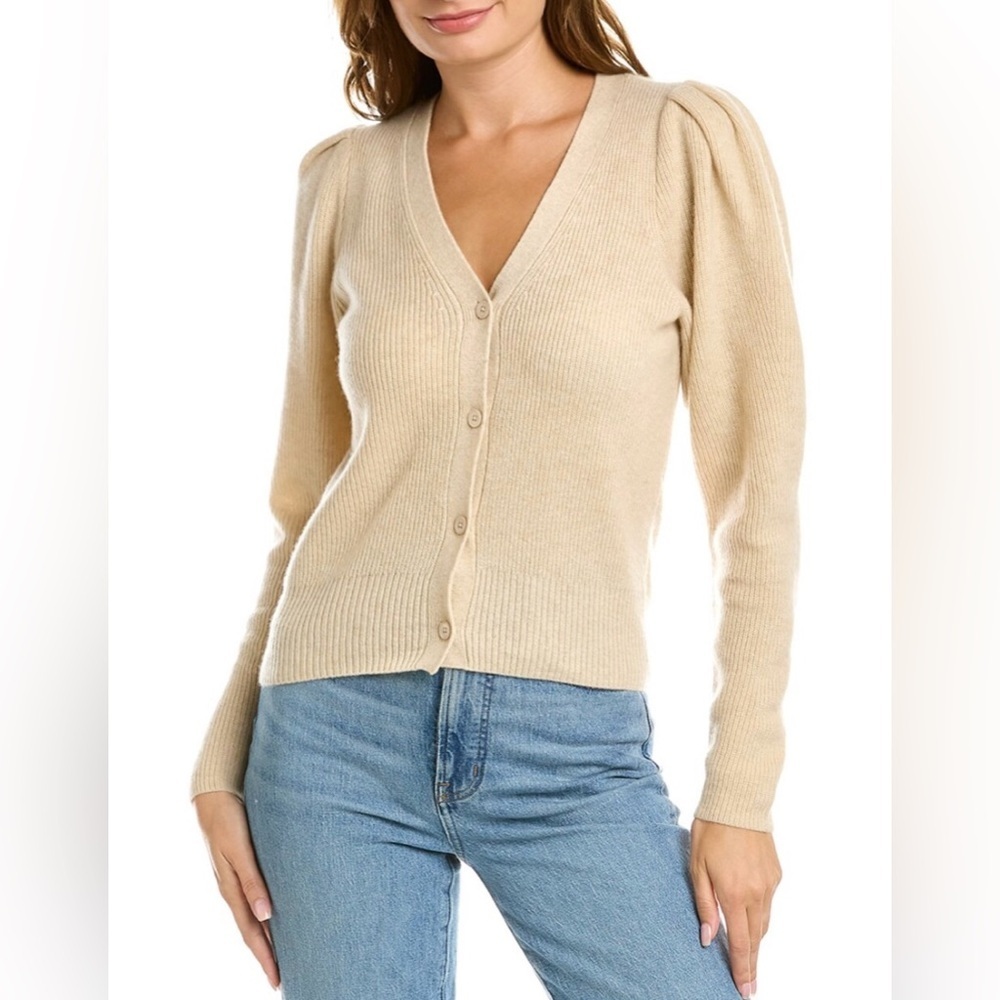 Design History Cream Puff Sleeve 100% Pure Cashmere Sweater Size XS  soft